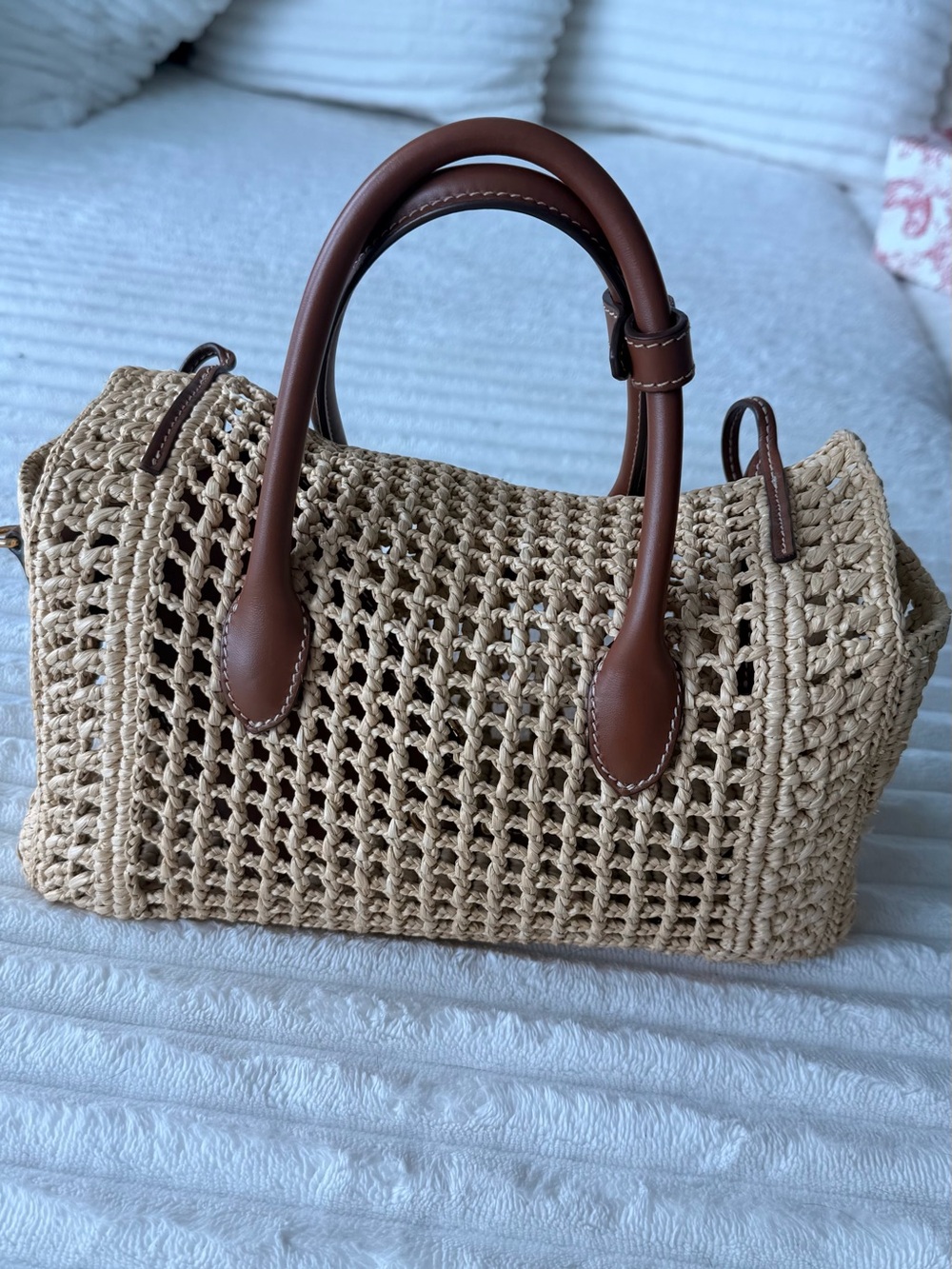 Miu Miu Tan Raffia handbag with Brown Leather Trim - Picture 5 of 5